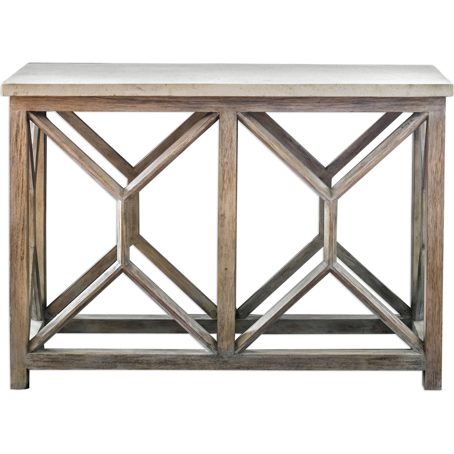 003 S-253233 | Additional Silo | Catali Ivory Stone Console Table by Uttermost. Made from javawood with stone in a cottage & farmhouse style.