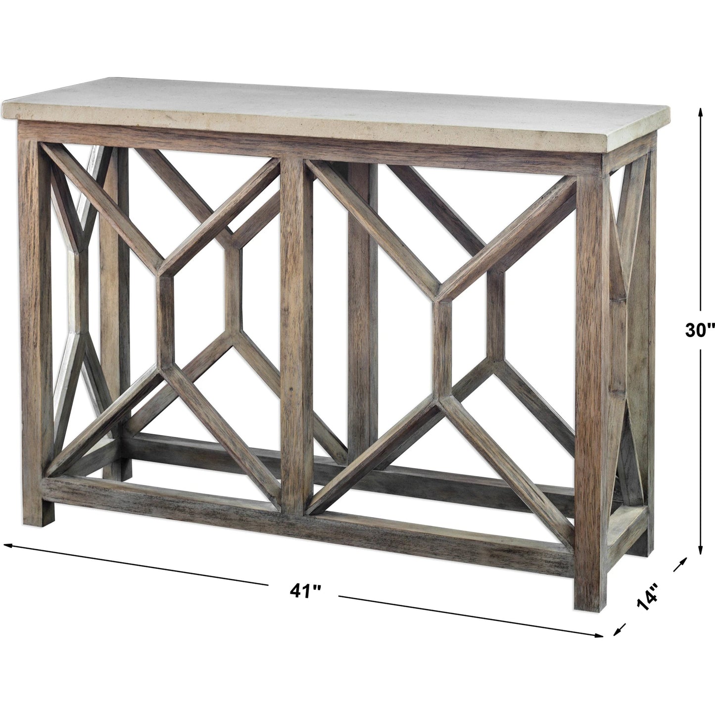 007 S-253233 | Additional Silo | Catali Ivory Stone Console Table by Uttermost. Made from javawood with stone in a cottage & farmhouse style.