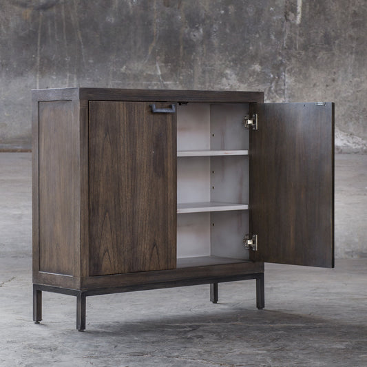 Nadie Light Walnut Console Cabinet by Uttermost in walnut. Made from mango wood with mdf carb phase 2 in a modern style.