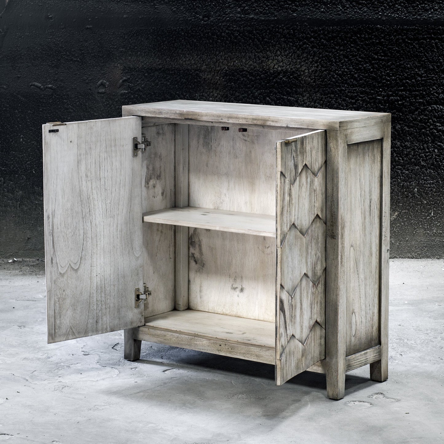 005 S-329030 | Additional Silo | Catori Smoked Ivory Console Cabinet by Uttermost. Made from mdf carb phase 2 with mahogany wood in a eclectic & global style.