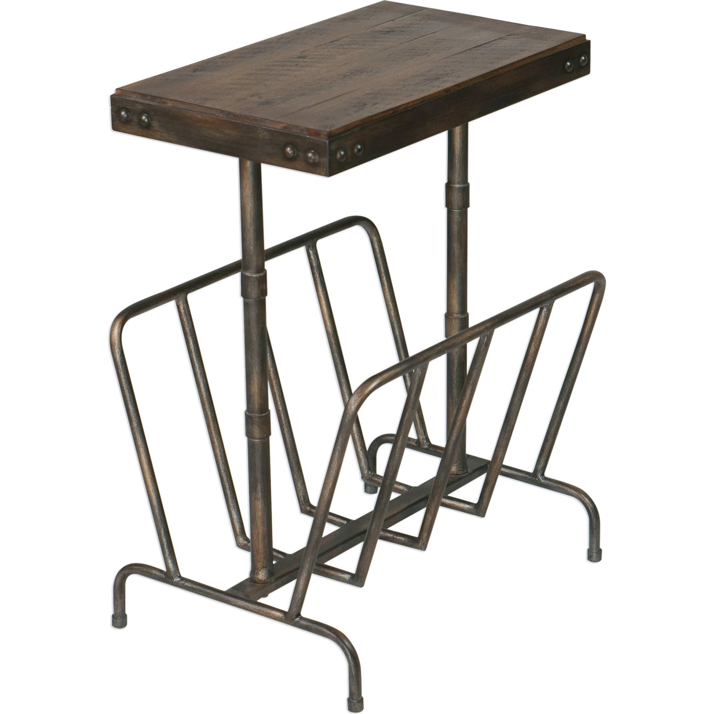 006 S-329001 | Additional Silo | Sonora Industrial Magazine Side Table by Uttermost. Made from iron, acacia in a rustic style.
