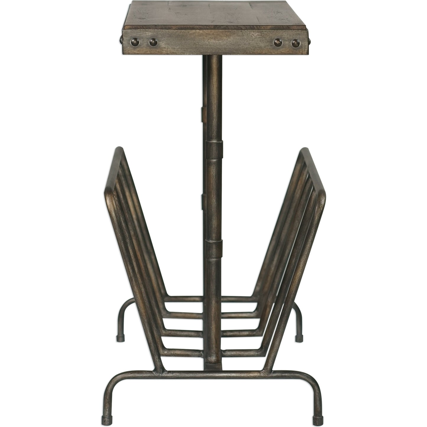 005 S-329001 | Additional Silo | Sonora Industrial Magazine Side Table by Uttermost. Made from iron, acacia in a rustic style.