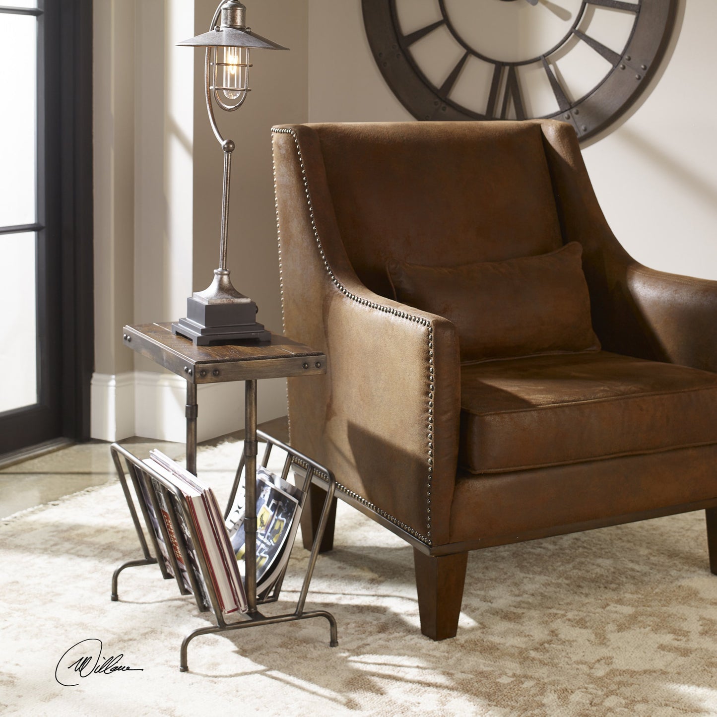 002 S-329001 | Additional Silo | Sonora Industrial Magazine Side Table by Uttermost. Made from iron, acacia in a rustic style.