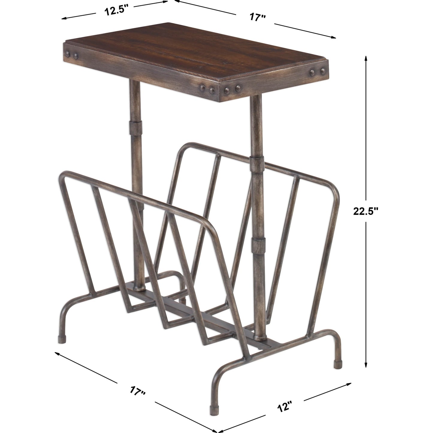 007 S-329001 | Additional Silo | Sonora Industrial Magazine Side Table by Uttermost. Made from iron, acacia in a rustic style.