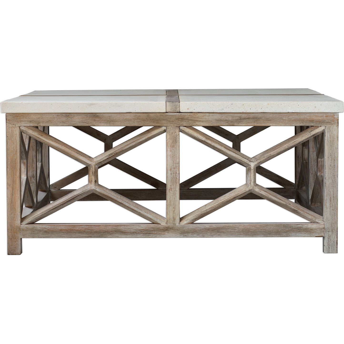 004 S-329041 | Additional Silo | Catali Stone Coffee Table by Uttermost. Made from javawood with plywood carb phase 2, limestone in a transitional style.