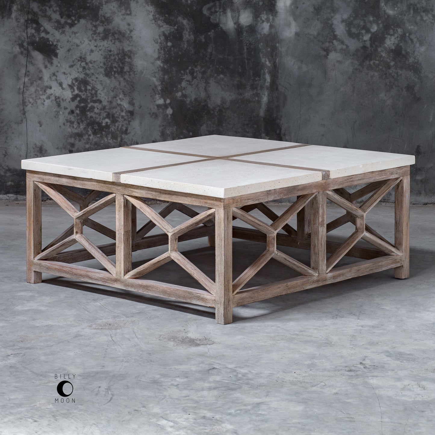 003 S-329041 | Additional Silo | Catali Stone Coffee Table by Uttermost. Made from javawood with plywood carb phase 2, limestone in a transitional style.