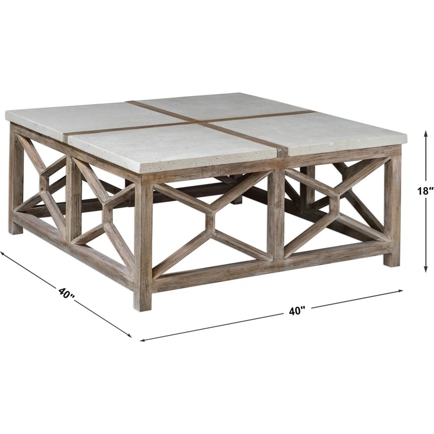 007 S-329041 | Additional Silo | Catali Stone Coffee Table by Uttermost. Made from javawood with plywood carb phase 2, limestone in a transitional style.