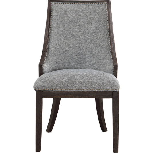 Janis Accent Chair by Uttermost. Made from birch wood, plywood, fabic, metal, foam in a transitional style.