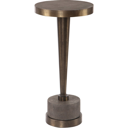 Masika Accent Table by Uttermost in bronze. Made from concrete, metal in a modern style.