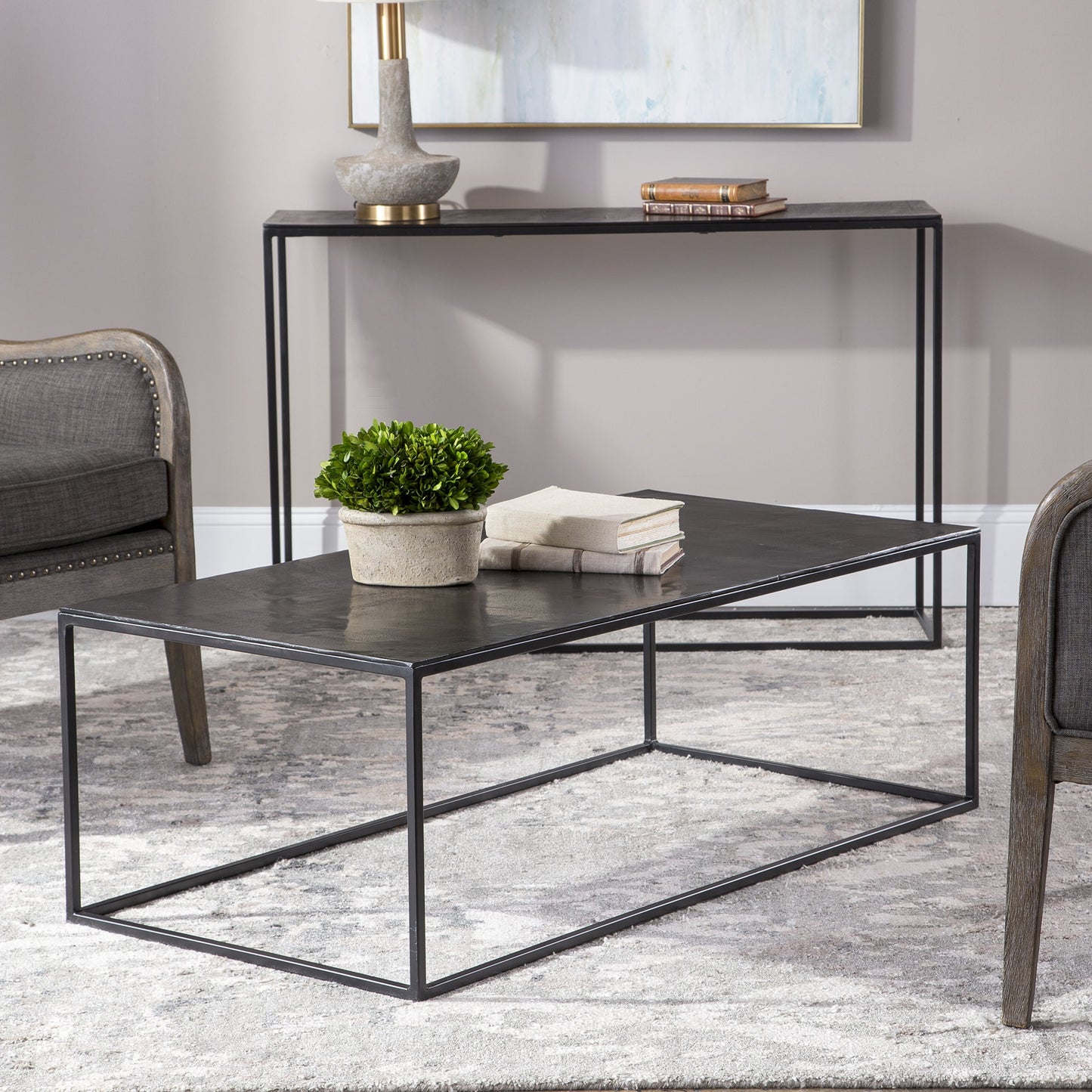 002 SR-388988 | Lifestyle | Coreene Coffee Table by Uttermost in aged black, antique bronze. Made from aluminum, iron in a modern style.
