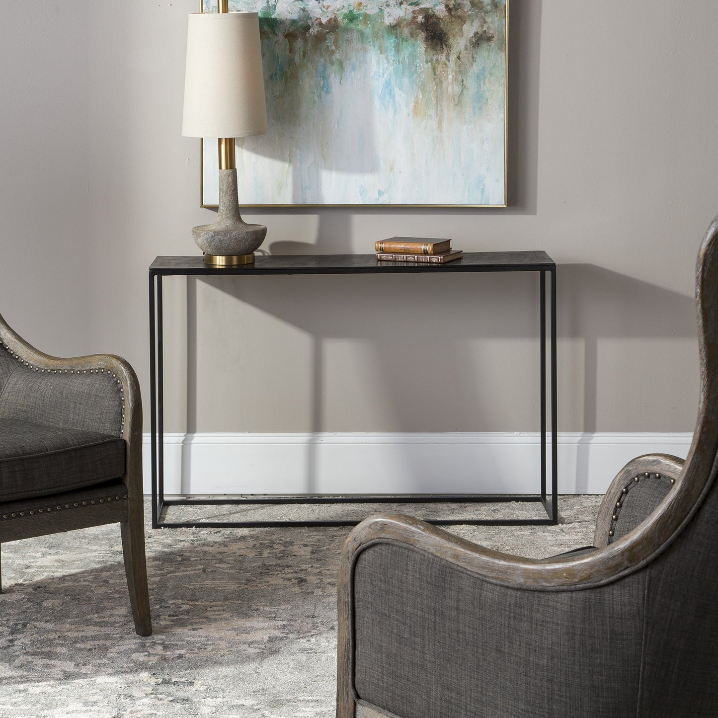 004 SR-388990 | Additional Silo | Coreene Console Table by Uttermost in aged black, antique bronze. Made from aluminum, iron in a modern style.