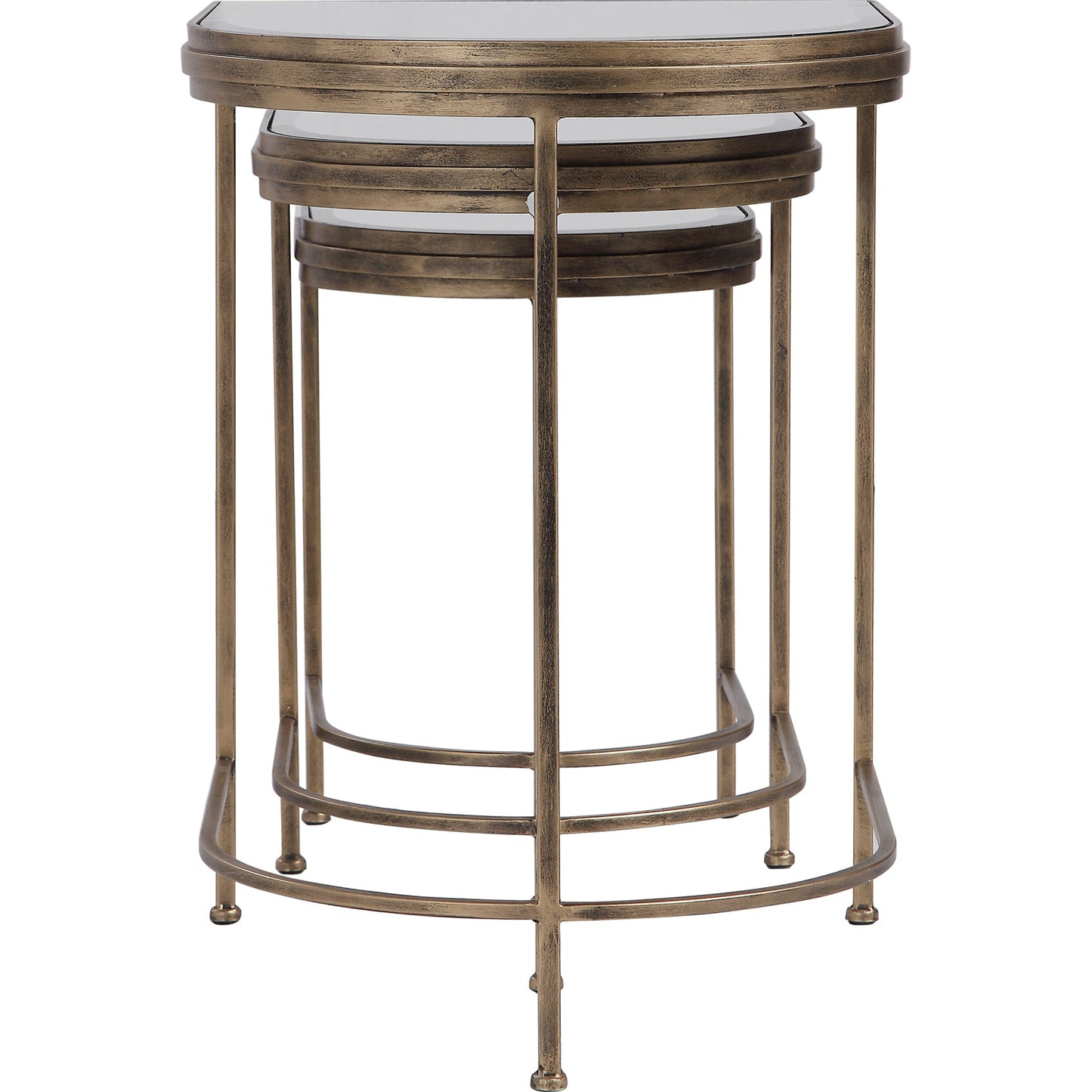 003 SR-388983 | Additional Silo | India Nesting Tables by Uttermost in antique brushed gold. Made from mirror 45%, iron 55% in a transitional style.
