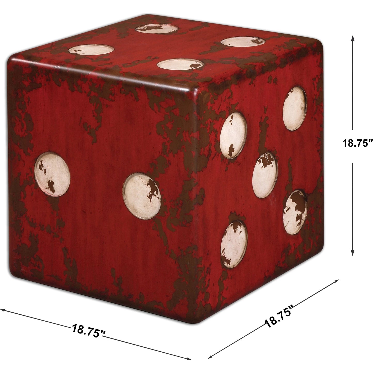 003 S-252958 | Additional Silo | Dice Red Accent Table by Uttermost in red. Made from mdf, fir wood in a cottage & farmhouse style.