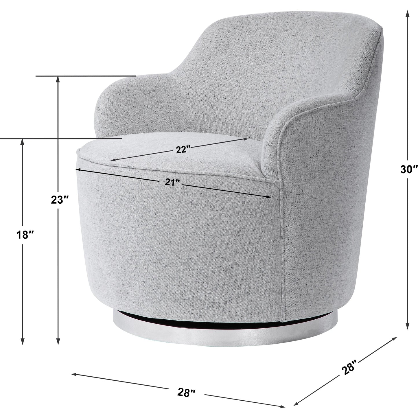 007 SR-766710 | Additional Silo | Hobart Casual Swivel Chair by Uttermost. Made from plywood, stainless steel, fabric, foam in a modern style.