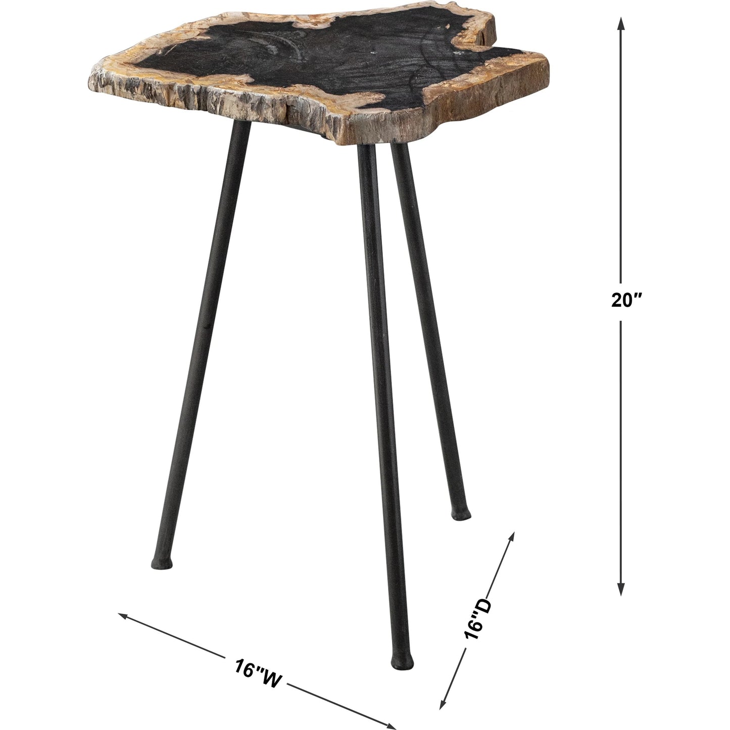 007 SR-801659 | Additional Silo | Mircea Petrified Wood Accent Table by Uttermost in wood. Made from 77% petrified wood, 20% plywood, 3% metal in a modern style.