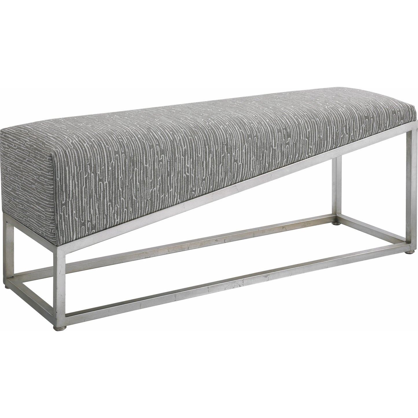 002 SR-824174 | Additional Silo | Uphill Climb Geometric Bench by Uttermost. Made from fir, iron, fabric, foam in a modern style.