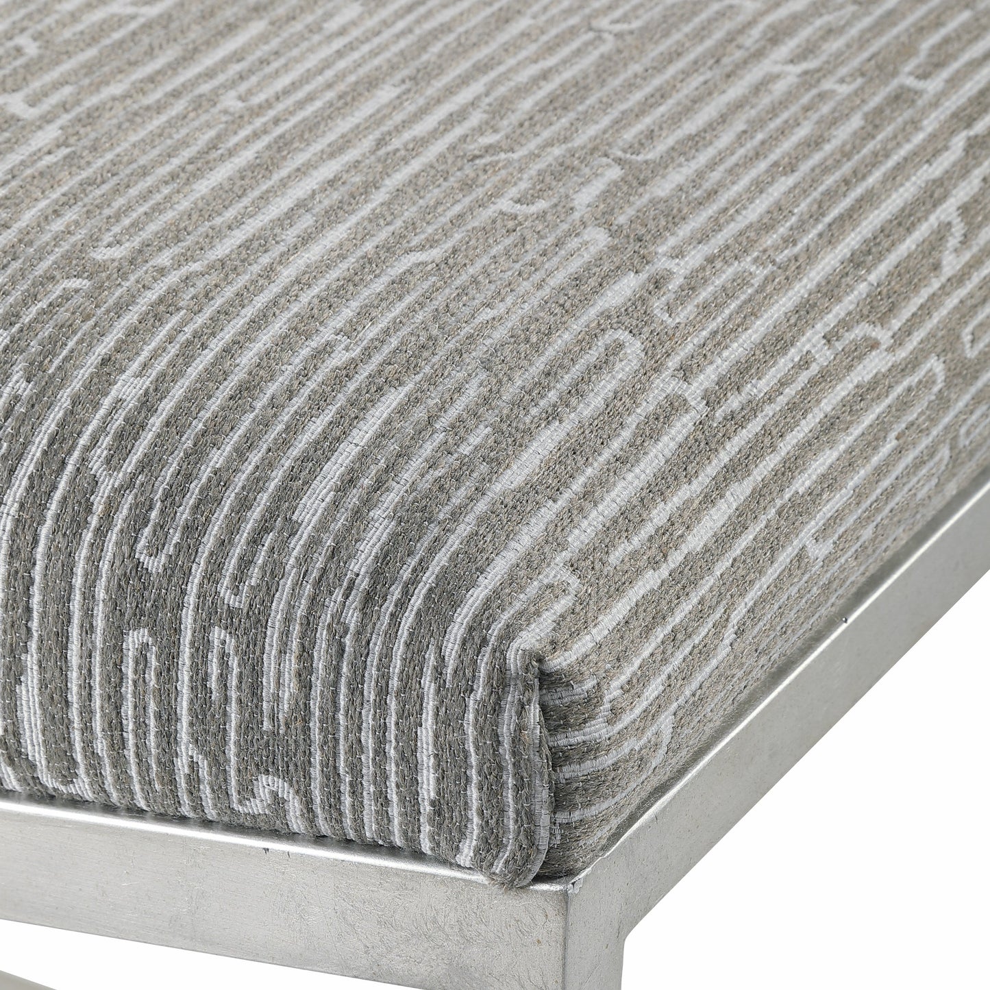 003 SR-824174 | Additional Silo | Uphill Climb Geometric Bench by Uttermost. Made from fir, iron, fabric, foam in a modern style.