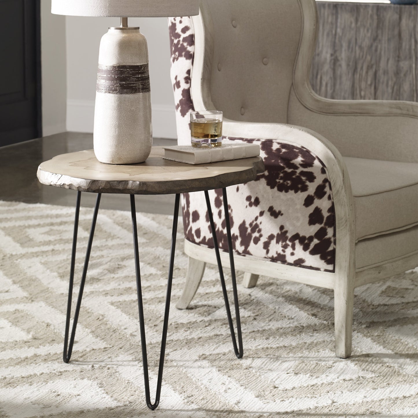 006 SR-824208 | Lifestyle | Runay Slab Side Table by Uttermost in wood. Made from tsca title vi with veneer, metal in a modern style.
