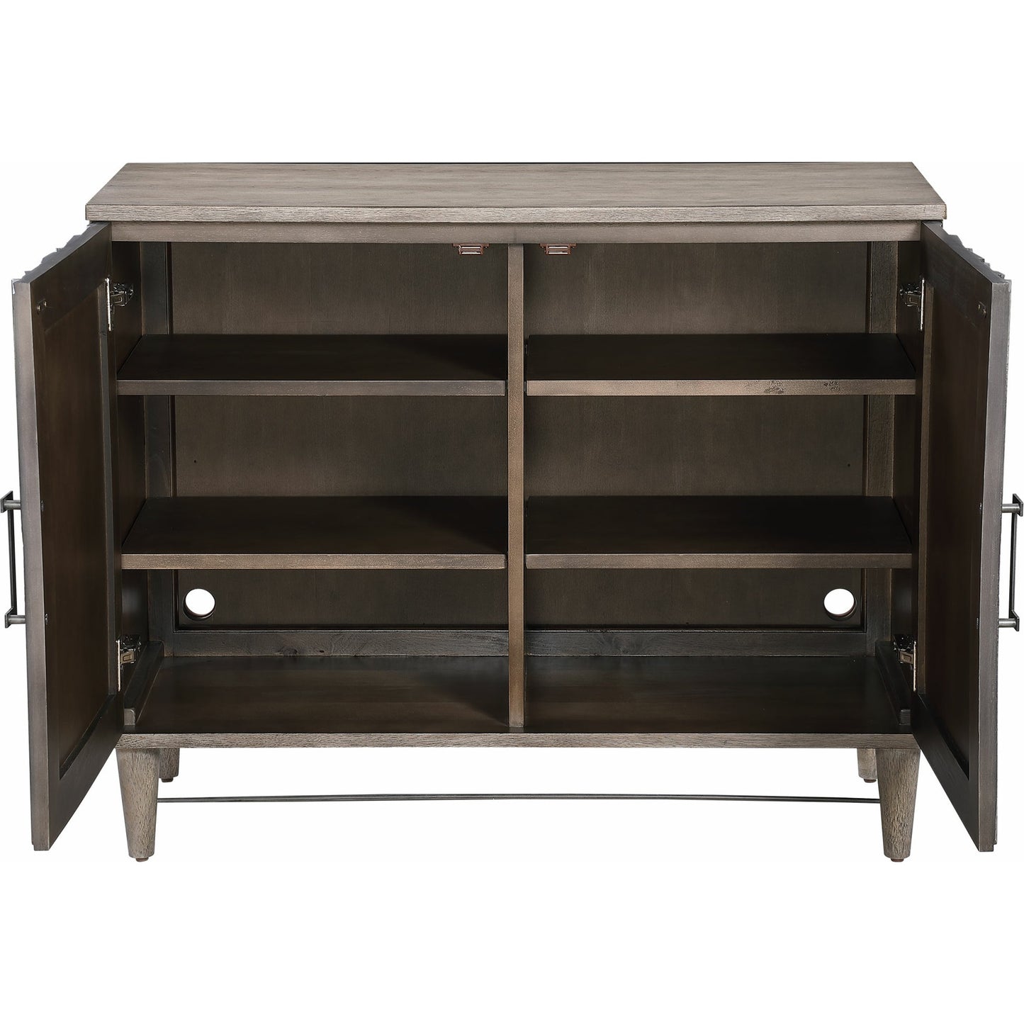 002 SR-824200 | Additional Silo | Shield Cabinet by Uttermost in gray. Made from rubber wood, oak veneer, mdf, particle board, steel in a eclectic & global style.