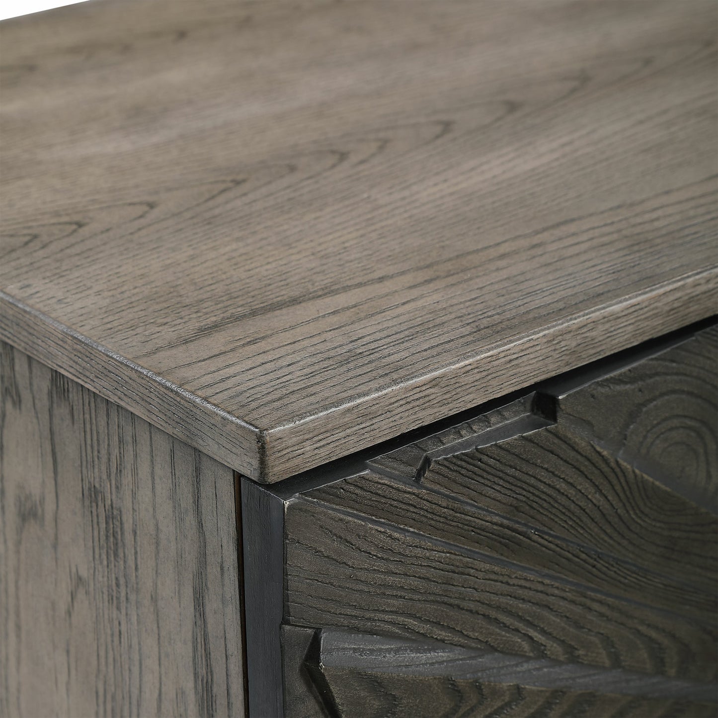 006 SR-824200 | Additional Silo | Shield Cabinet by Uttermost in gray. Made from rubber wood, oak veneer, mdf, particle board, steel in a eclectic & global style.