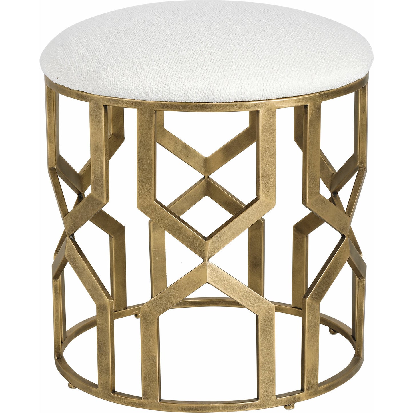 002 SR-824182 | Additional Silo | Trellis Geometric Accent Stool by Uttermost. Made from iron, mdf, fabric, foam in a transitional style.