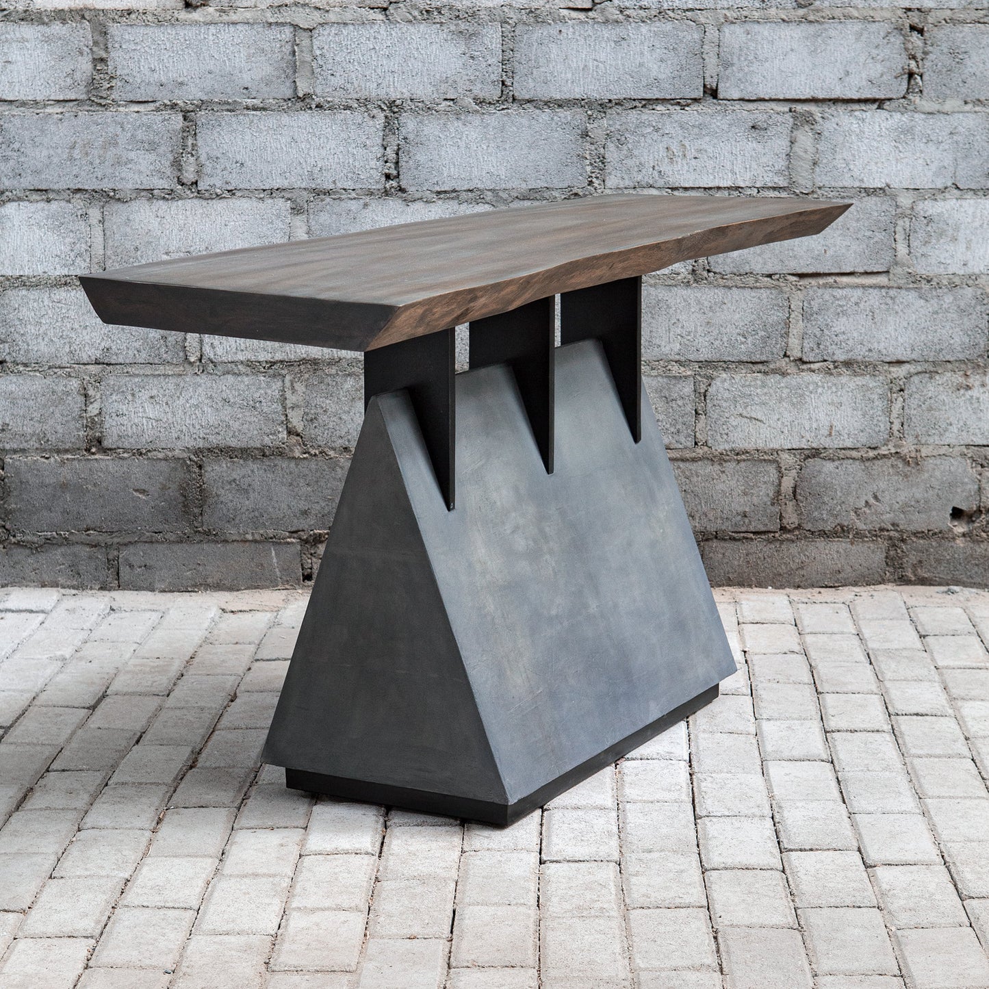 008 SR-860998 | Lifestyle | Vessel Console Table by Uttermost. Made from mahogany wood with iron, title tsca vi in a modern style.