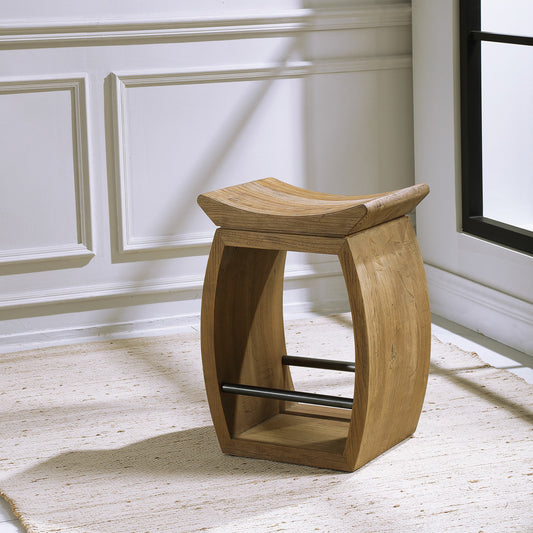 Connor Counter Stool by Uttermost in wood. Made from reclaimed elm, steel in a eclectic & global style.