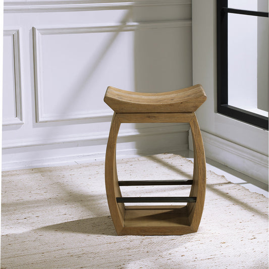 Connor Counter Stool by Uttermost in wood. Made from reclaimed elm, steel in a eclectic & global style.