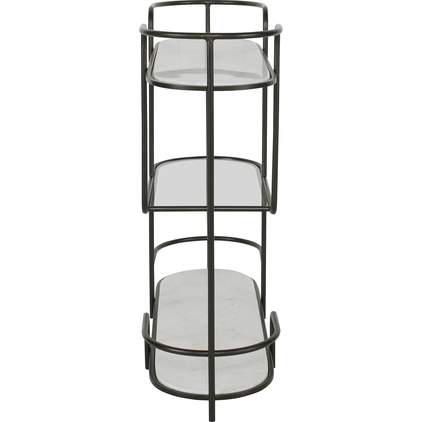003 SI-1923698 | Additional Silo | Trolley Bar Console by Uttermost in satin black. Made from marble, iron, tempered glass in a modern style.
