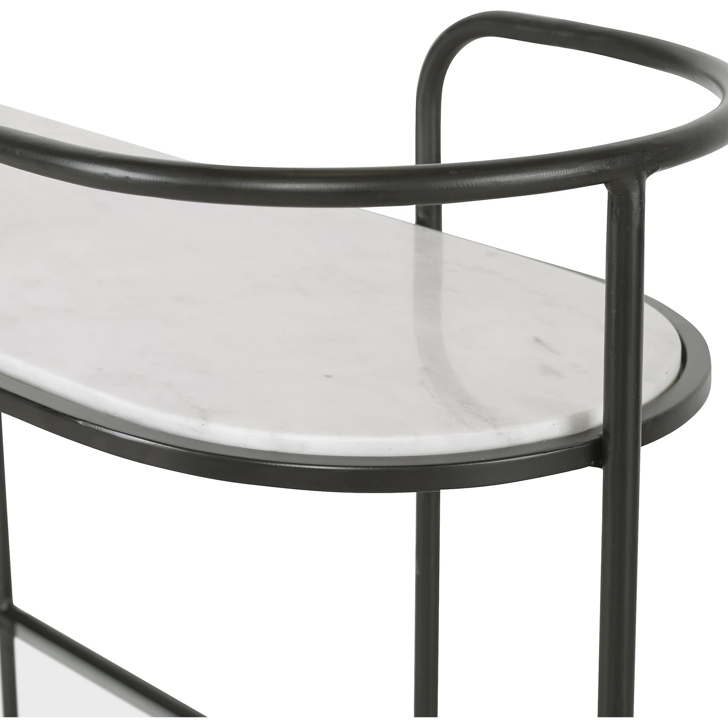 004 SI-1923698 | Additional Silo | Trolley Bar Console by Uttermost in satin black. Made from marble, iron, tempered glass in a modern style.