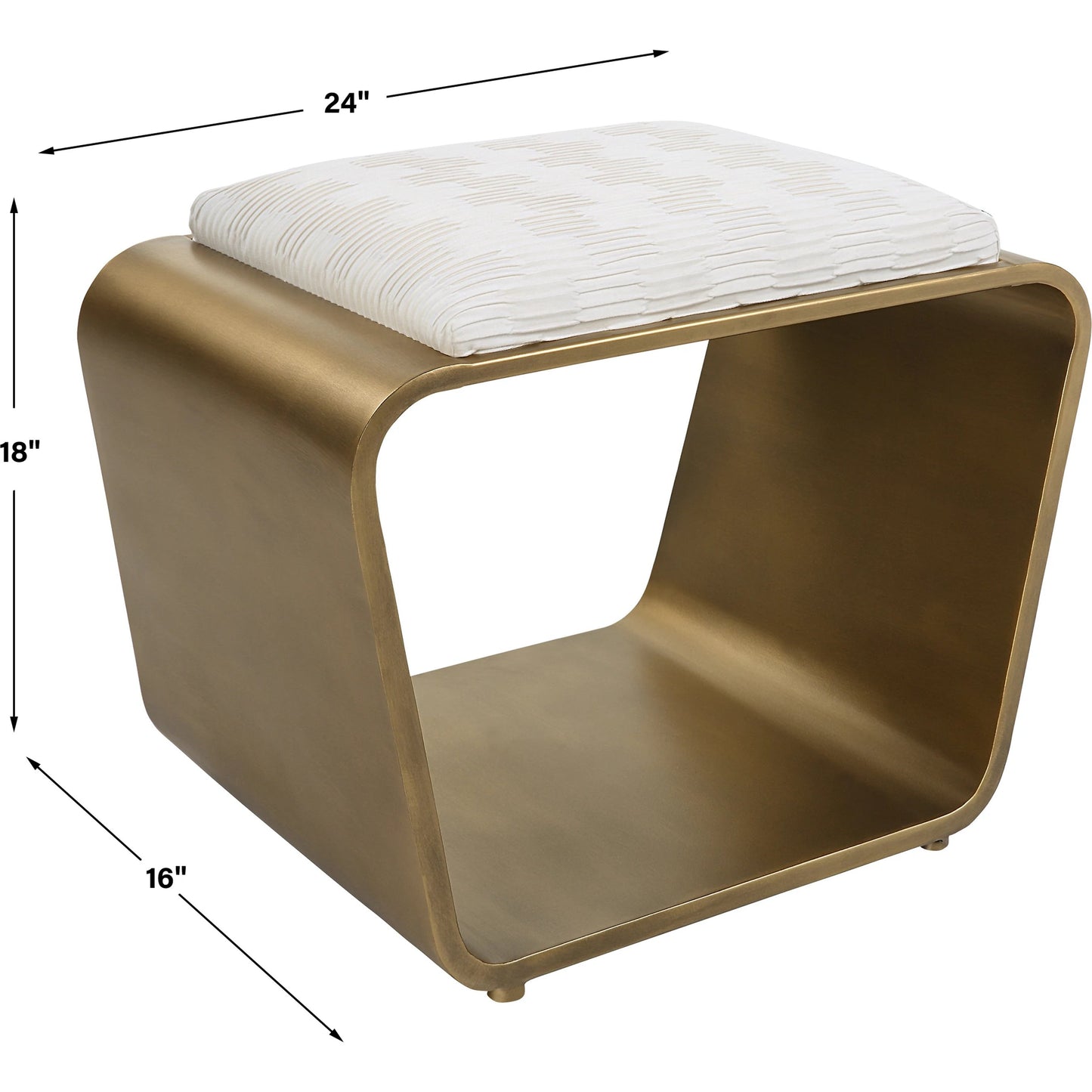 005 SI-1789781 | Additional Silo | Hoop Bench by Uttermost in antique gold. Made from iron, mdf, polyester, foam in a modern style.