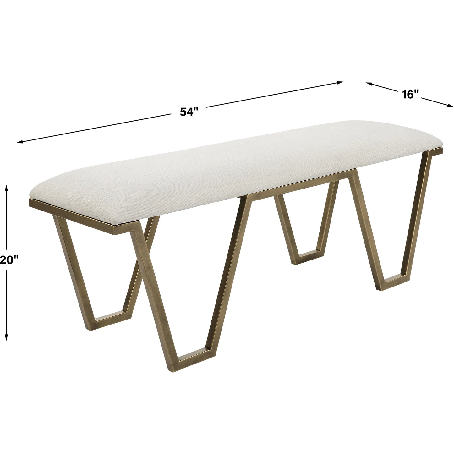 005 SI-1789777 | Additional Silo | Farrah Bench by Uttermost in antique gold leaf. Made from iron, mdf, polyester, foam in a modern style.