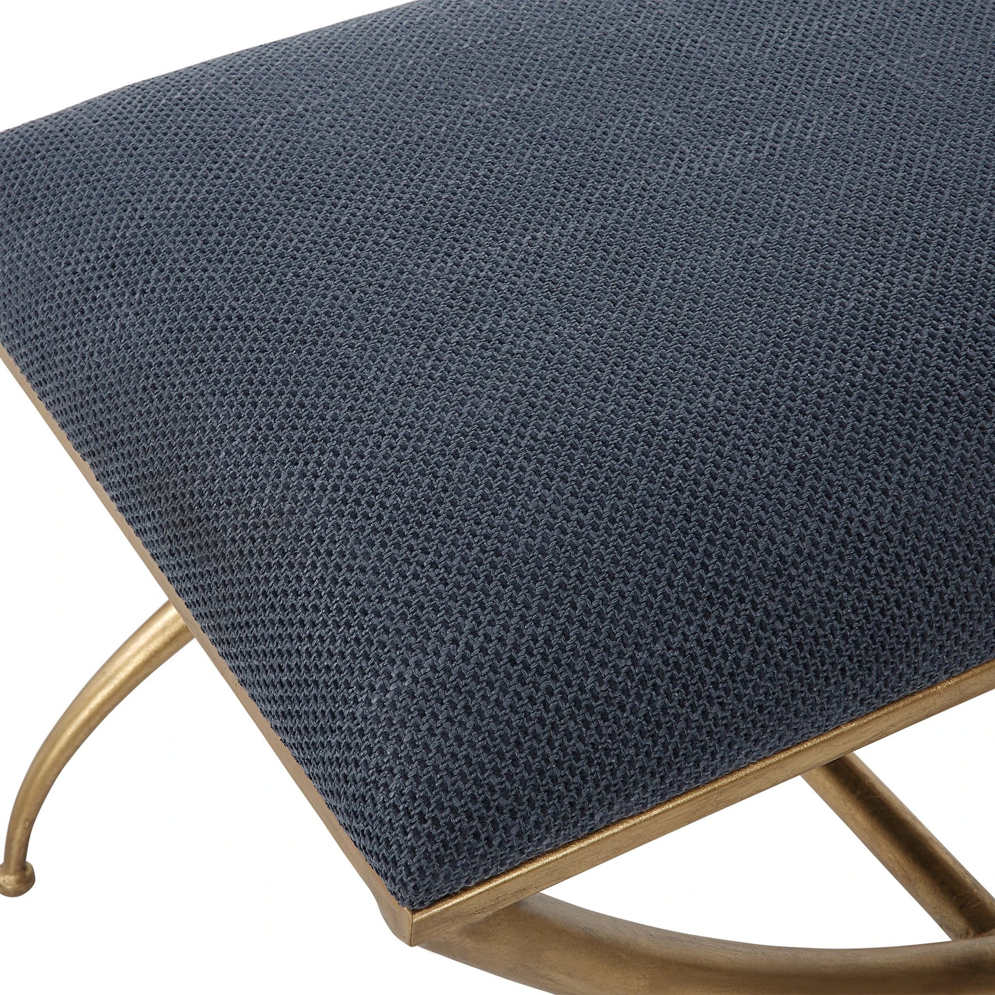 012 SI-1923665 | Additional Silo | Crossing Bench by Uttermost in gold. Made from foam, fabric, iron, mdf in a transitional style.