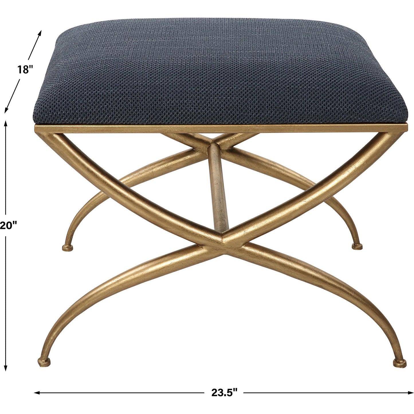 010 SI-1923665 | Additional Silo | Crossing Bench by Uttermost in gold. Made from foam, fabric, iron, mdf in a transitional style.