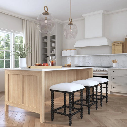 Pryce Backless Counter Stool by Uttermost in black. Made from rubber wood,plywood,fabric,foam,hardward in a modern style.