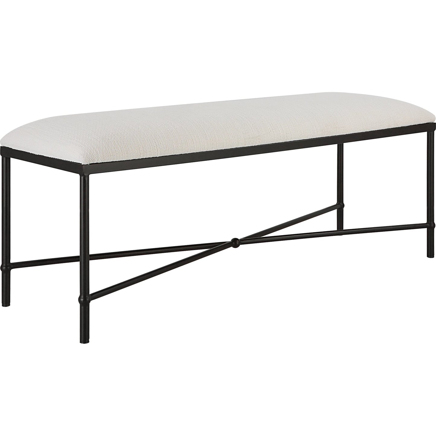 002 SI-1923674 | Additional Silo | Avenham Bench by Uttermost in satin black. Made from foam, fabric, mdf, iron in a coastal style.