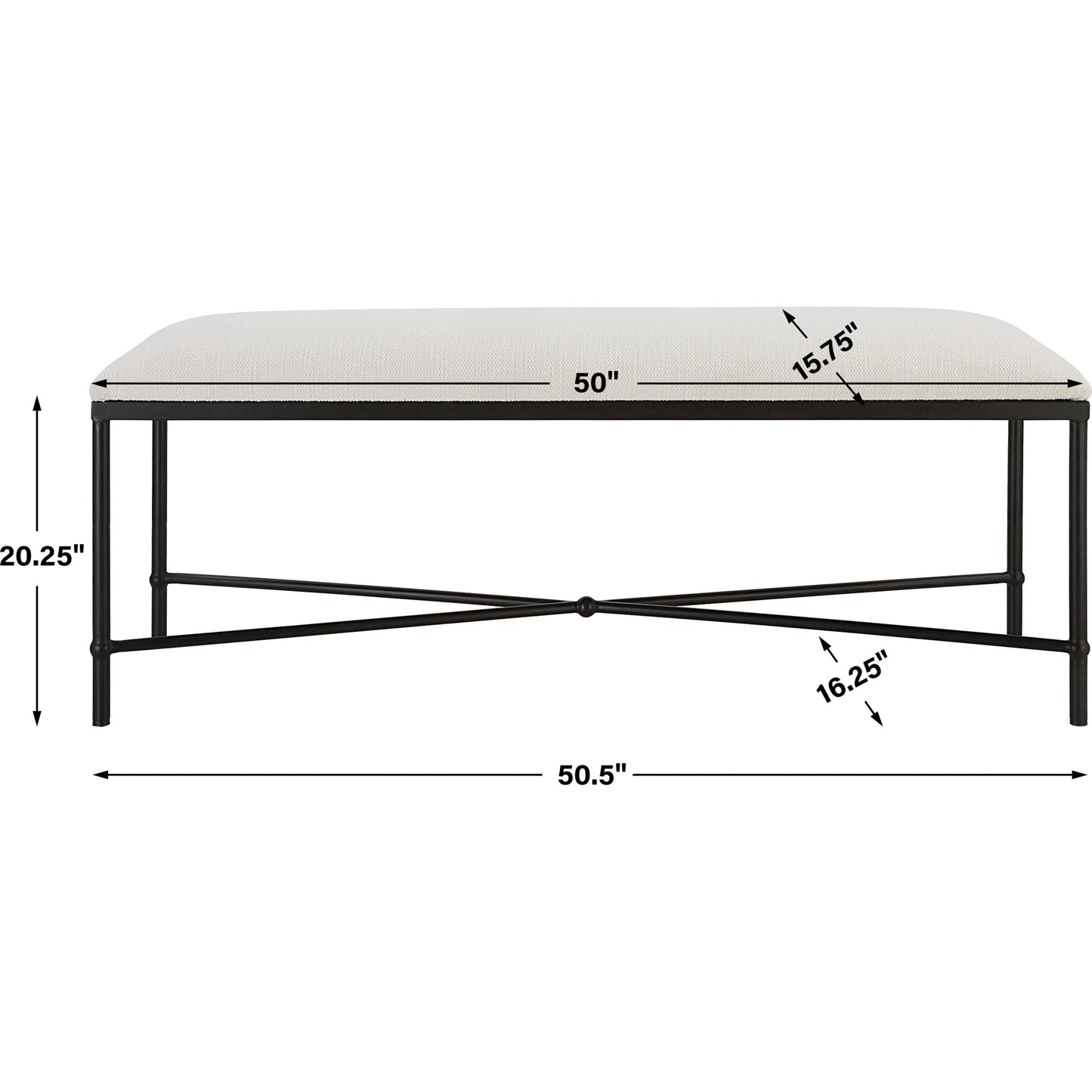 003 SI-1923674 | Additional Silo | Avenham Bench by Uttermost in satin black. Made from foam, fabric, mdf, iron in a coastal style.