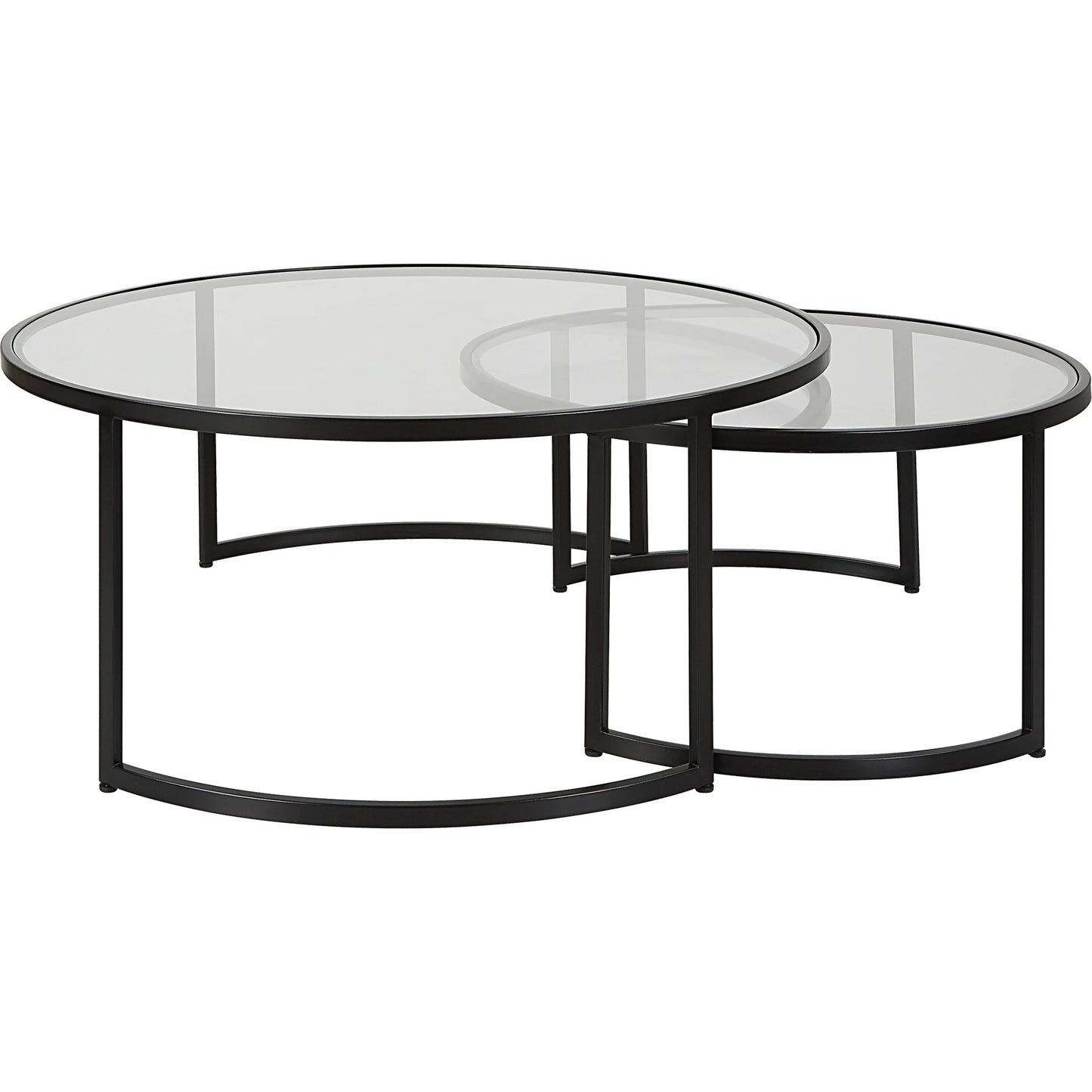 004 SI-1923708 | Additional Silo | Rhea Nesting Coffee Tables by Uttermost in satin black. Made from iron, tempered glass in a modern style.
