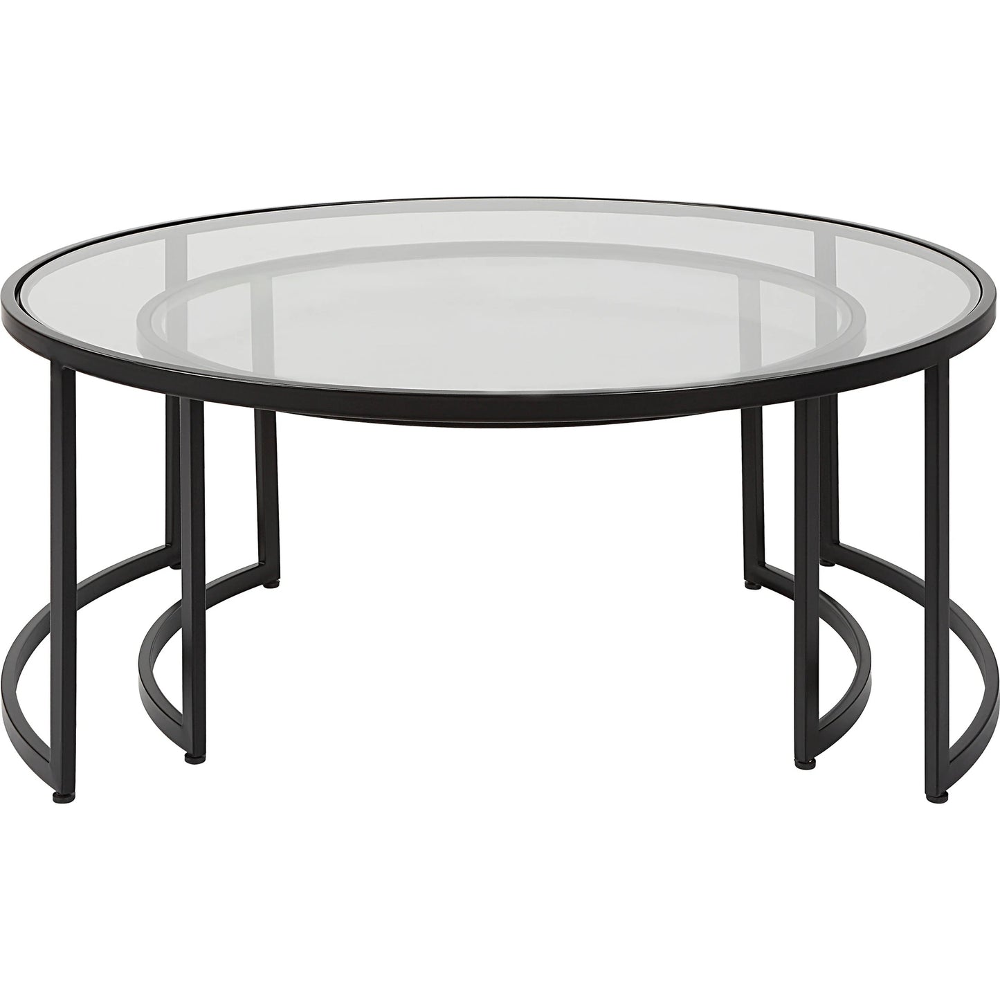 005 SI-1923708 | Additional Silo | Rhea Nesting Coffee Tables by Uttermost in satin black. Made from iron, tempered glass in a modern style.