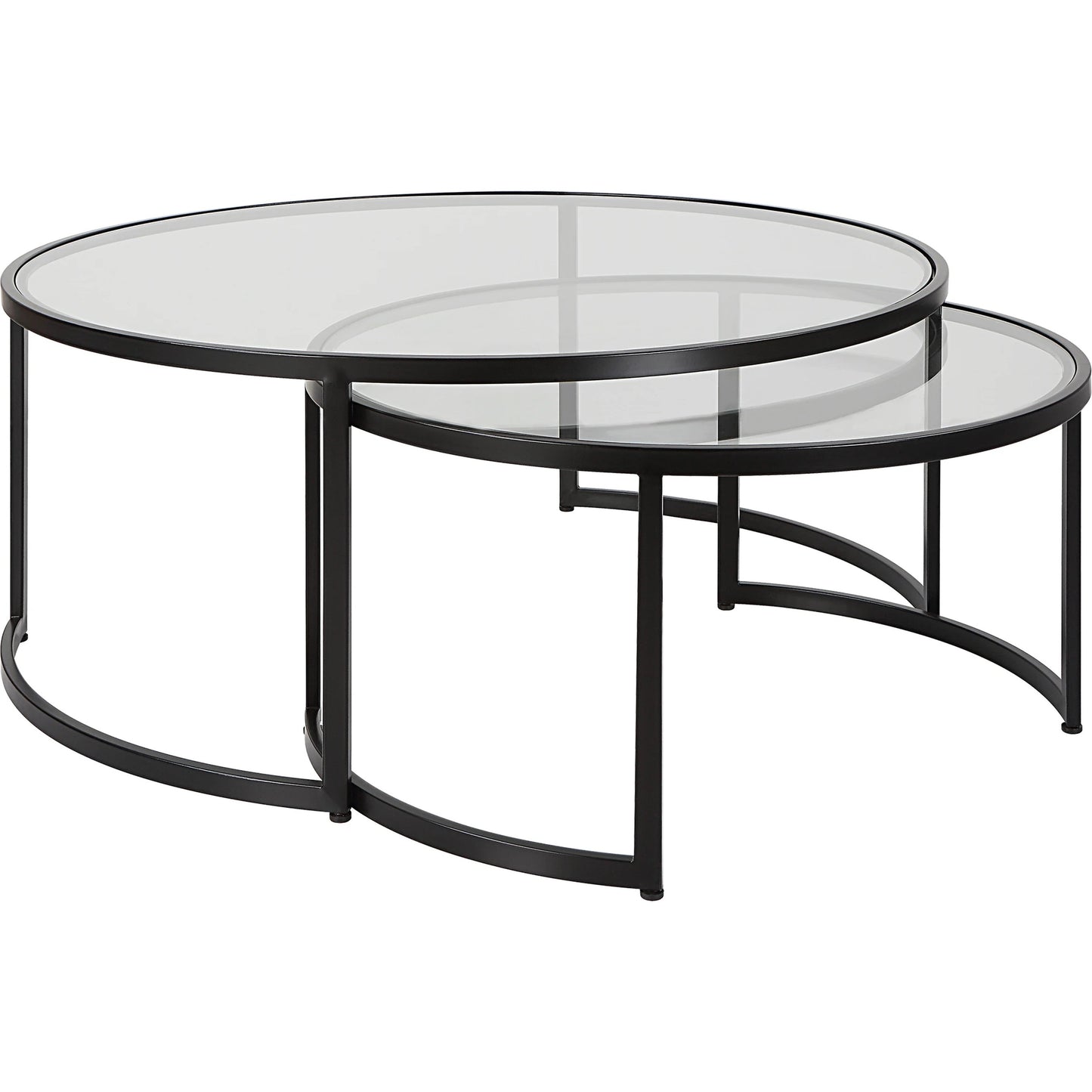 002 SI-1923708 | Additional Silo | Rhea Nesting Coffee Tables by Uttermost in satin black. Made from iron, tempered glass in a modern style.
