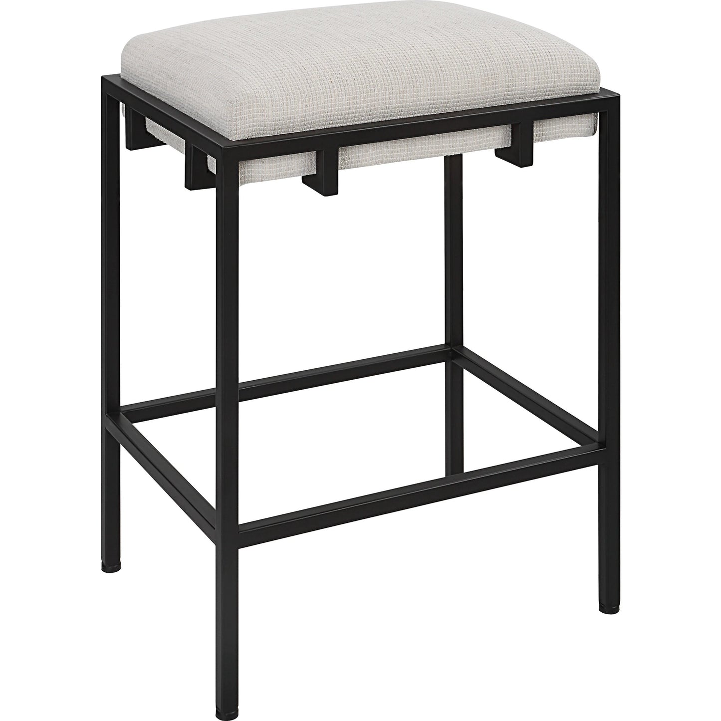 002 SI-1923680 | Additional Silo | Paradox Counter Stool by Uttermost in matte black. Made from iron, mdf, foam, polyester in a modern style.
