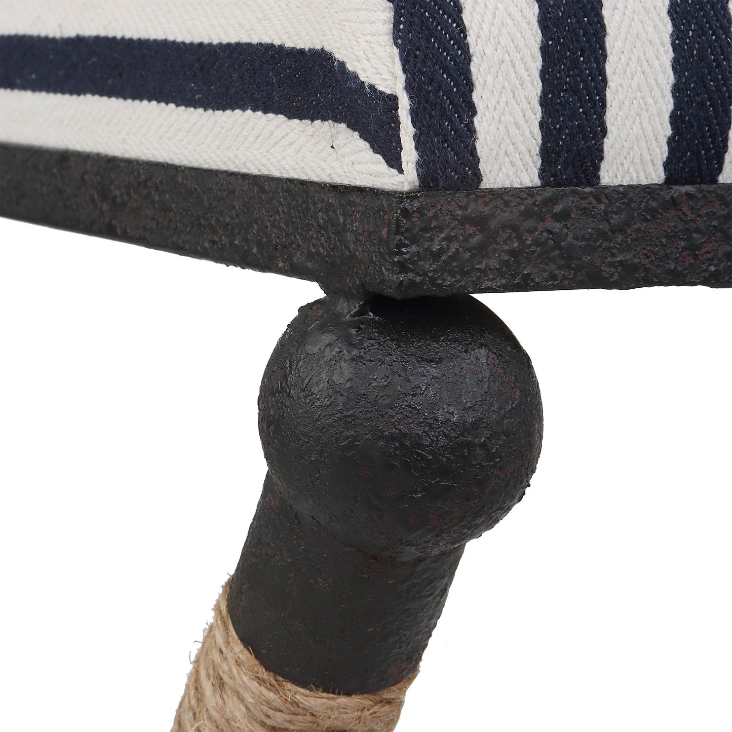 008 SI-1923688 | Additional Silo | Braddock Counter Stool by Uttermost in navy, cream and iron. Made from mdf, farbic, iron, foam, rope in a coastal style.