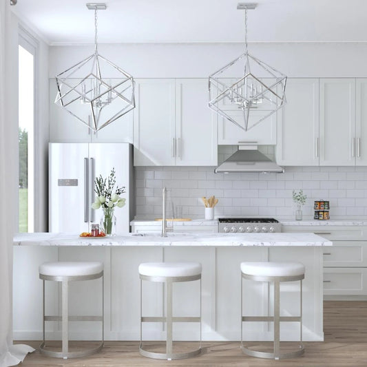 Ivanna Backless Counter Stool by Uttermost in silver. Made from metal, mdf in a modern style.