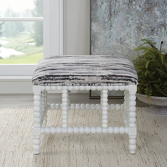 Seminoe Bench by Uttermost in gray, black. Made from rubber wood, plywood, fabric, foam in a modern style.