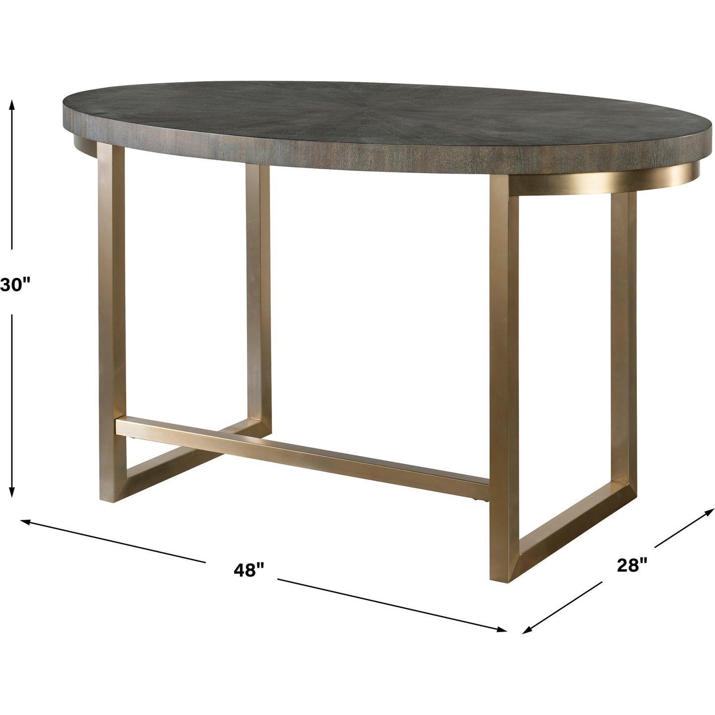 003 SI-1981340 | Additional Silo | Taja Oval Desk by Uttermost in dark walnut, gray. Made from mdf, acacia veneer, brushed stainless steel in a modern style.