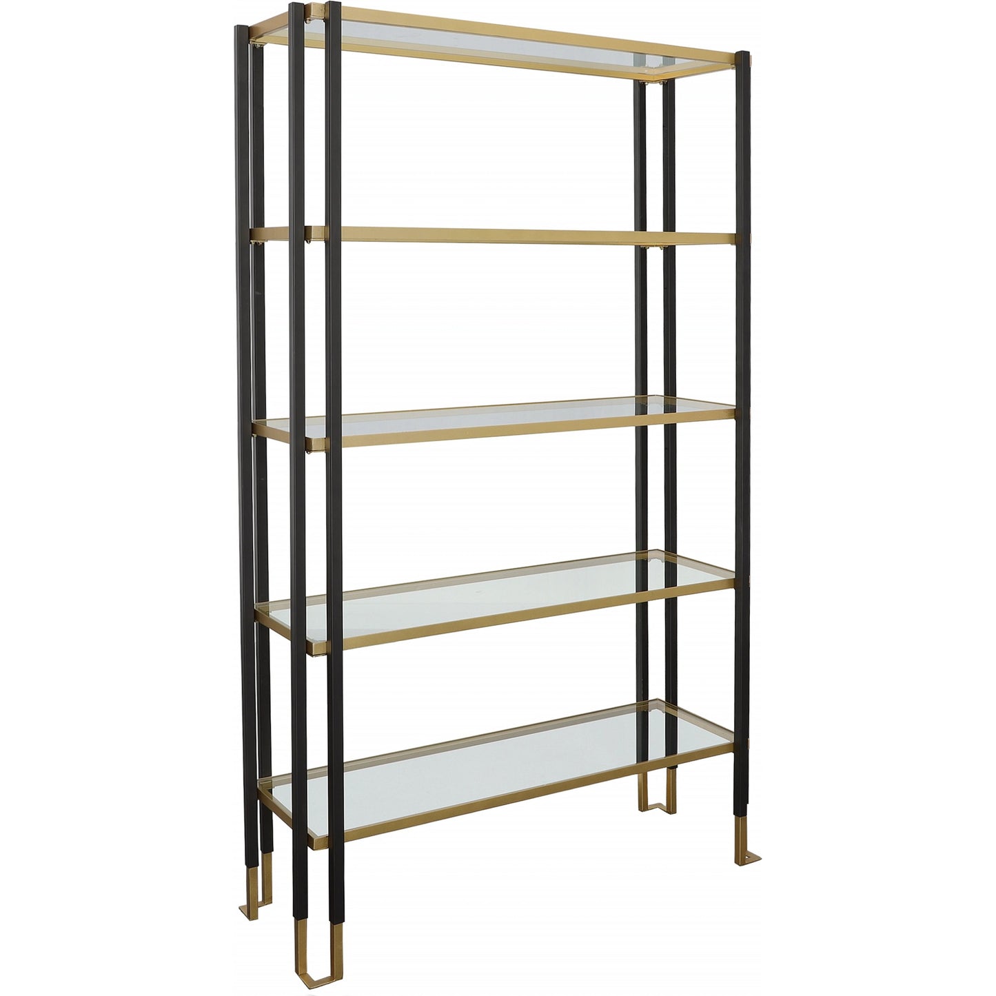 002 SI-1981343 | Additional Silo | Kentmore Etagere by Uttermost in matte black, brushed gold. Made from iron, tempered glass in a modern style.