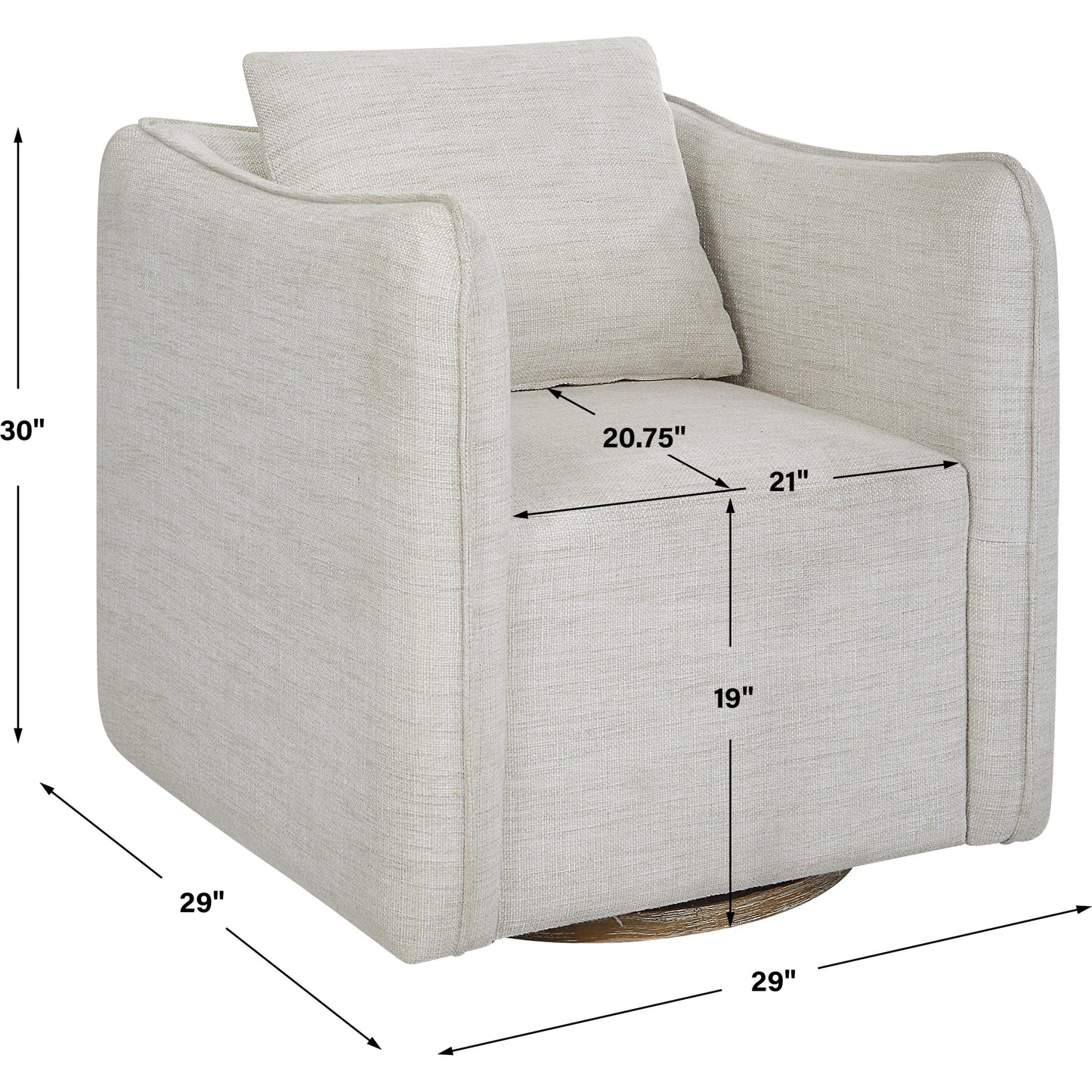 003 SI-1981306 | Additional Silo | Corben Swivel Armchair by Uttermost in gray. Made from hardwood, plywood, fabric, foam in a modern style.