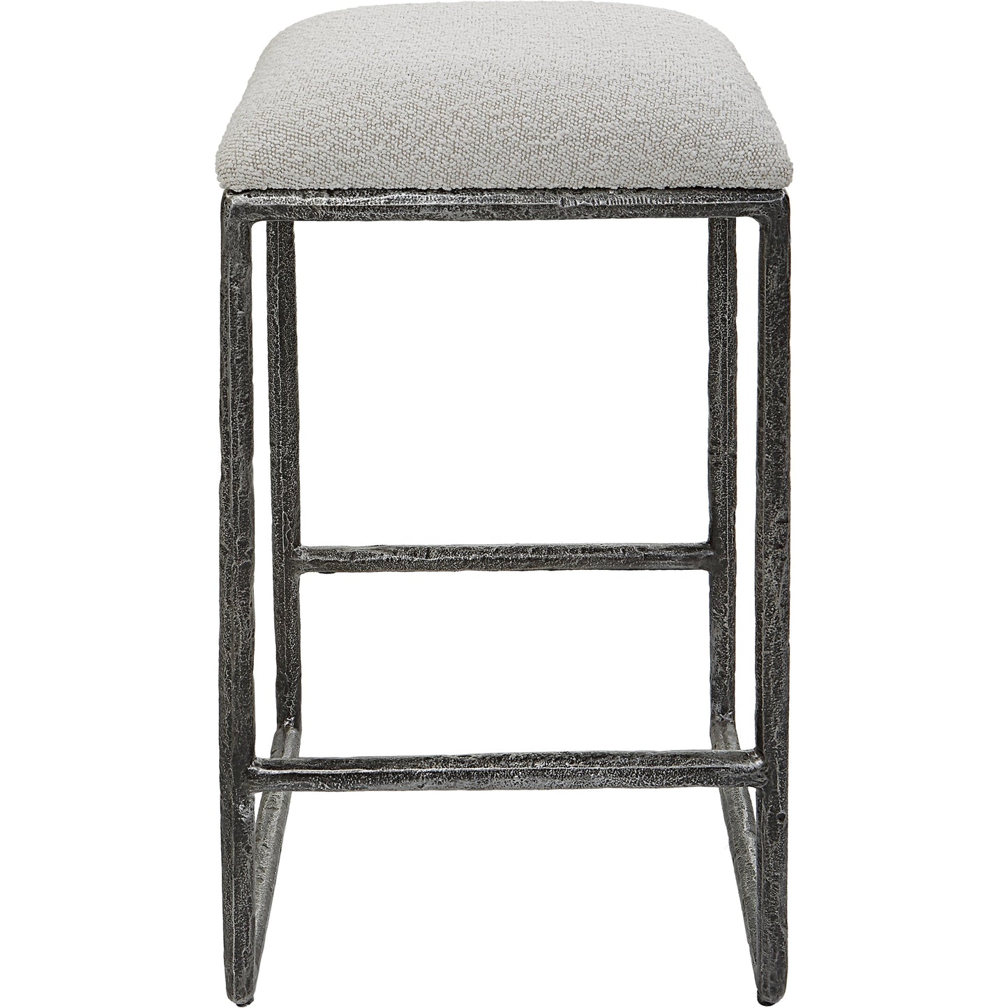 004 SI-1981307 | Additional Silo | Brisbane Counter Stool by Uttermost in ivory, gray and charcoal. Made from cast iron, mdf, foam, fabric in a modern style.
