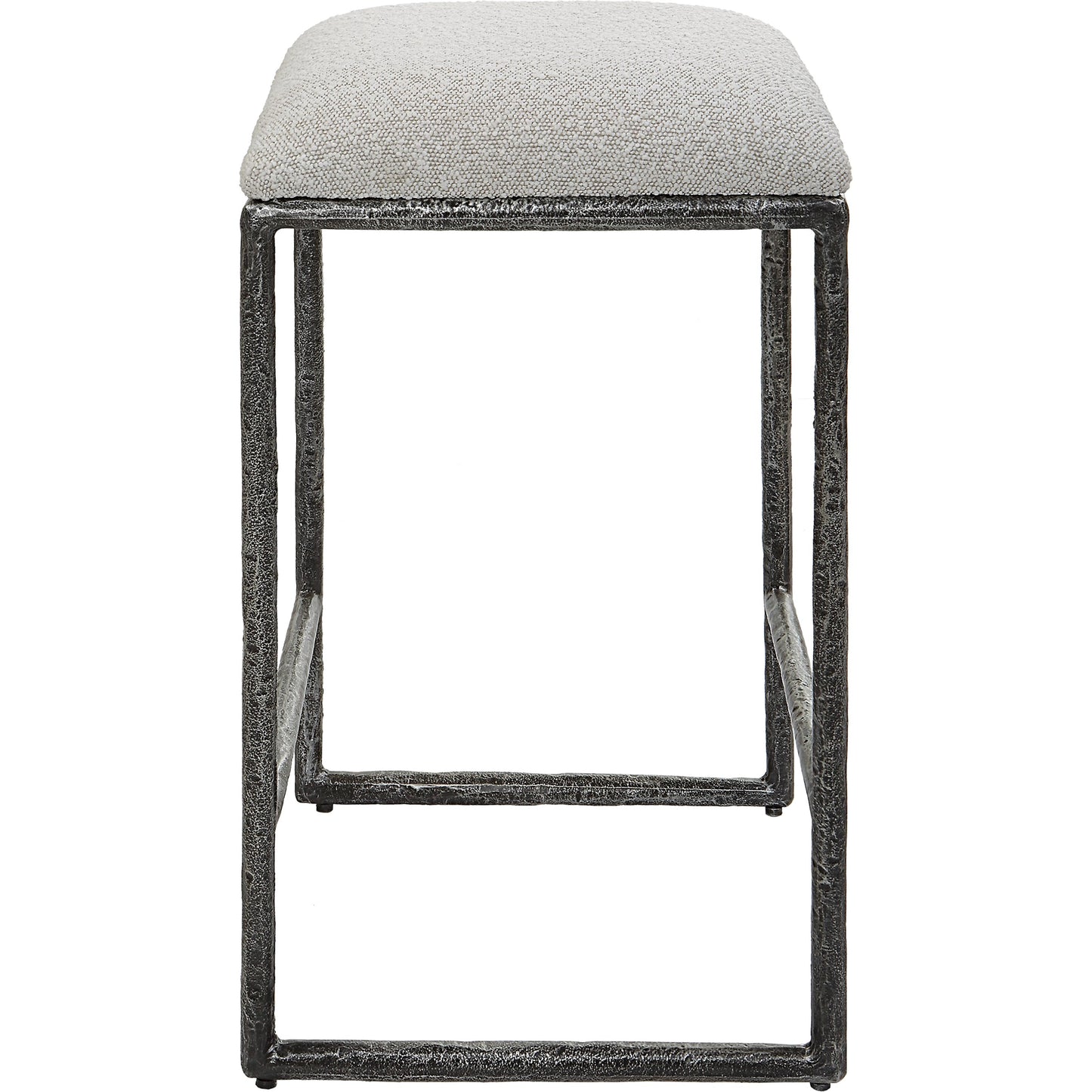 005 SI-1981307 | Additional Silo | Brisbane Counter Stool by Uttermost in ivory, gray and charcoal. Made from cast iron, mdf, foam, fabric in a modern style.