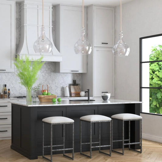 Brisbane Counter Stool by Uttermost in ivory, gray and charcoal. Made from cast iron, mdf, foam, fabric in a modern style.